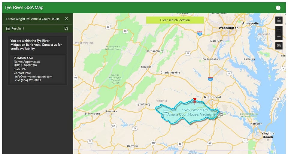 GSA Map page with Address selected